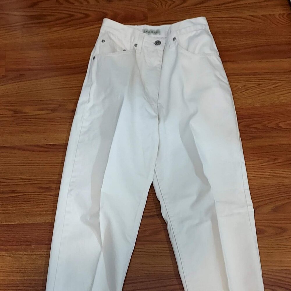 Ann Taylor Ivory Color Jeans Very Soft Sz 2 5 Pocket Kick Pleat Leg Logo